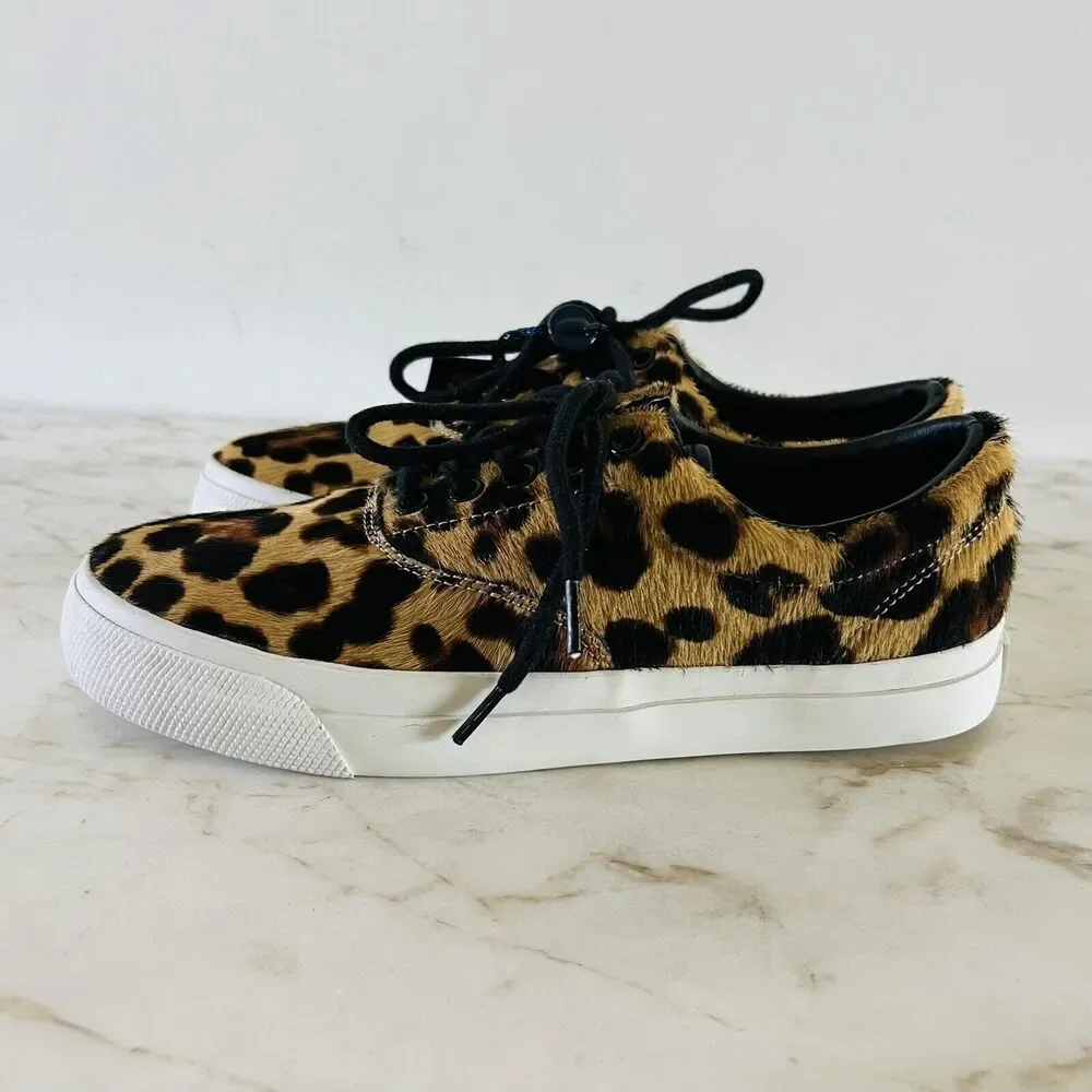 POLO RALPH LAUREN Bryn Brown Black Leopard Leather Sneakers - US 7.5